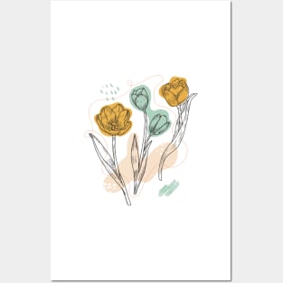 Tulip, flowers, floral design, plant, plants, floral shirt, blooming, flora Posters and Art